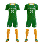 Custom Kelly Green Yellow Training Uniform For Men Soccer Sets Jersey