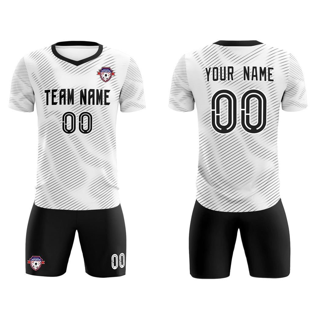 Custom White Black Training Uniform For Men Soccer Sets Jersey