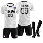 Custom White Black Training Uniform For Men Soccer Sets Jersey