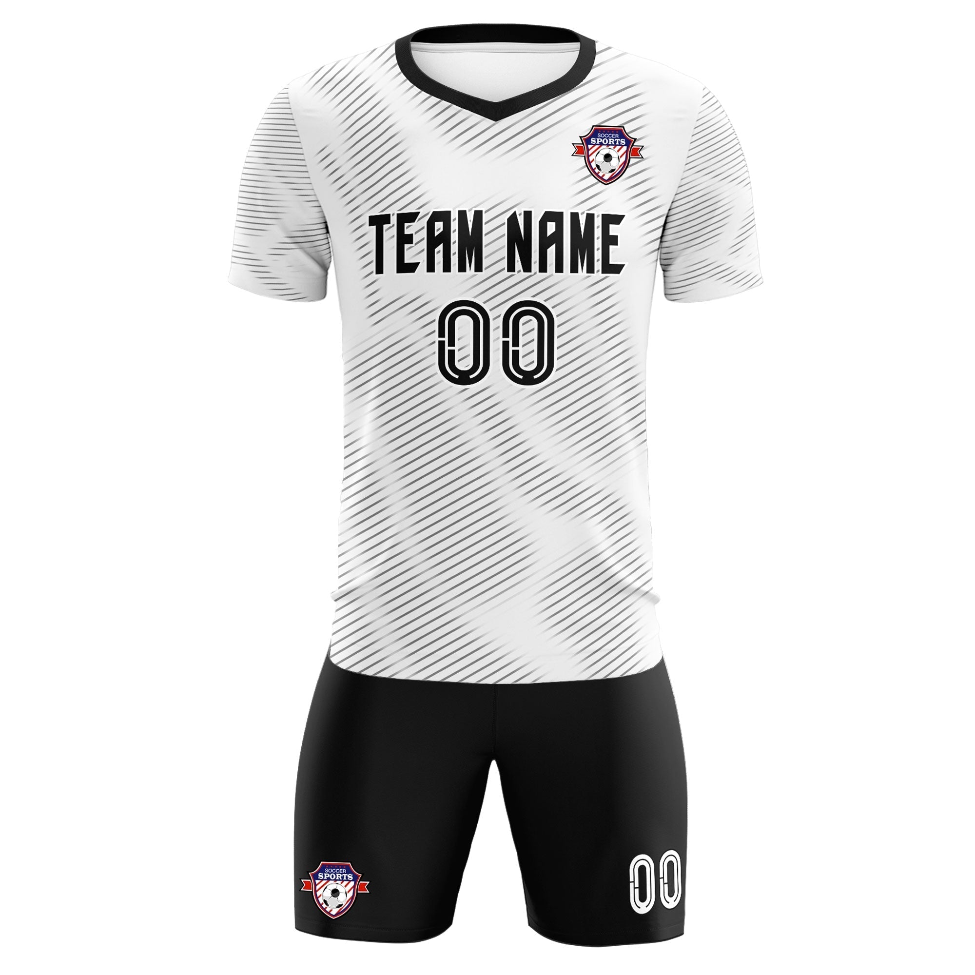 Custom White Black Training Uniform For Men Soccer Sets Jersey