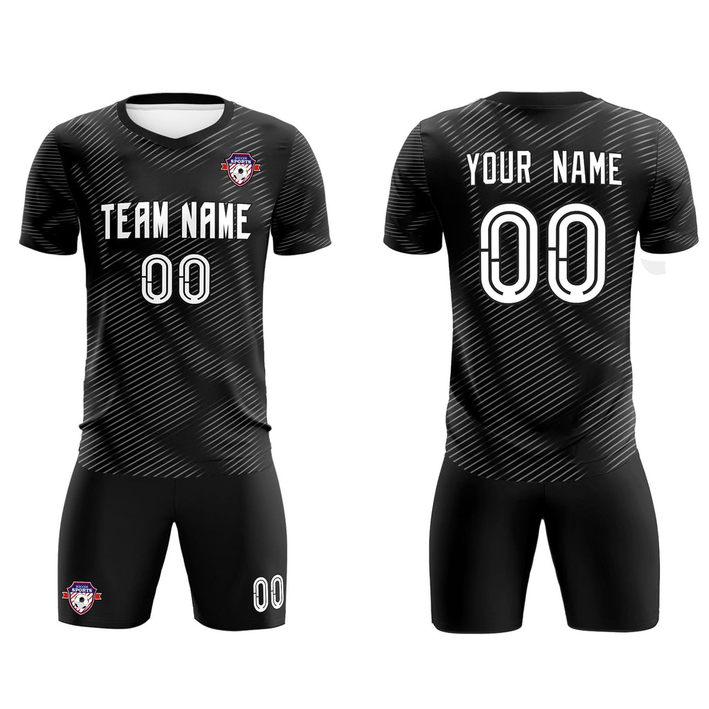 Custom Black White Training Uniform For Men Soccer Sets Jersey