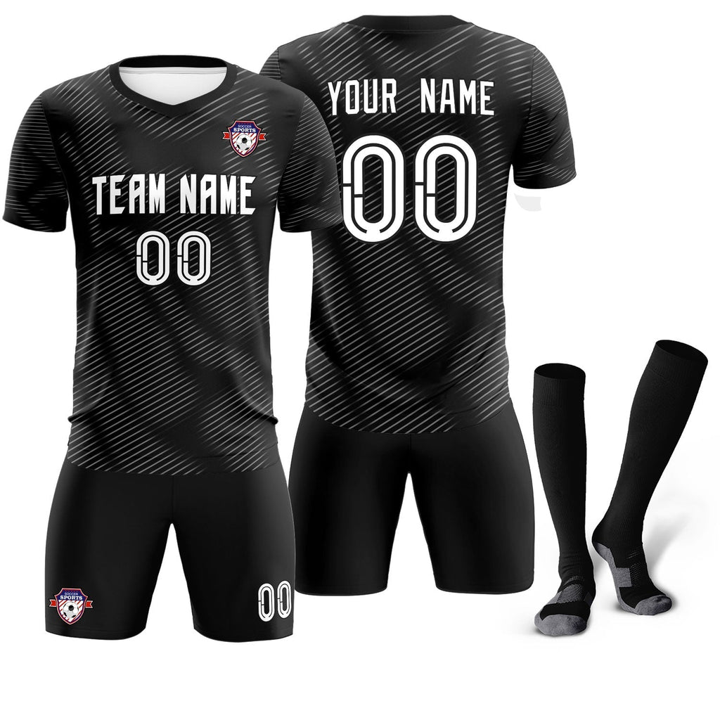 Custom Black White Training Uniform For Men Soccer Sets Jersey