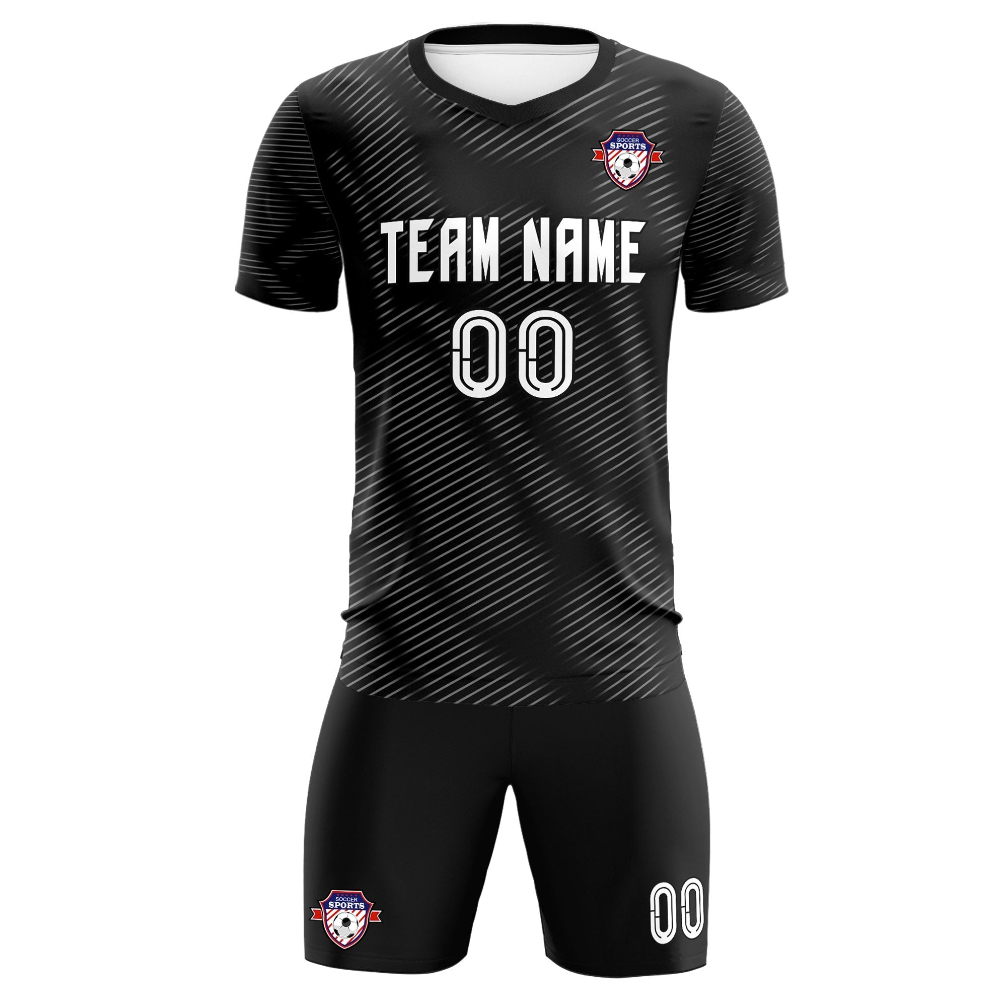 Custom Black White Training Uniform For Men Soccer Sets Jersey