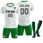 Custom White Kelly Green Training Uniform For Men Soccer Sets Jersey