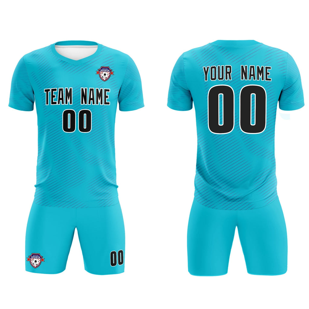 Custom Sky Blue Royal Training Uniform For Men Soccer Sets Jersey