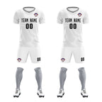 Custom White Gray Training Uniform For Men Soccer Sets Jersey