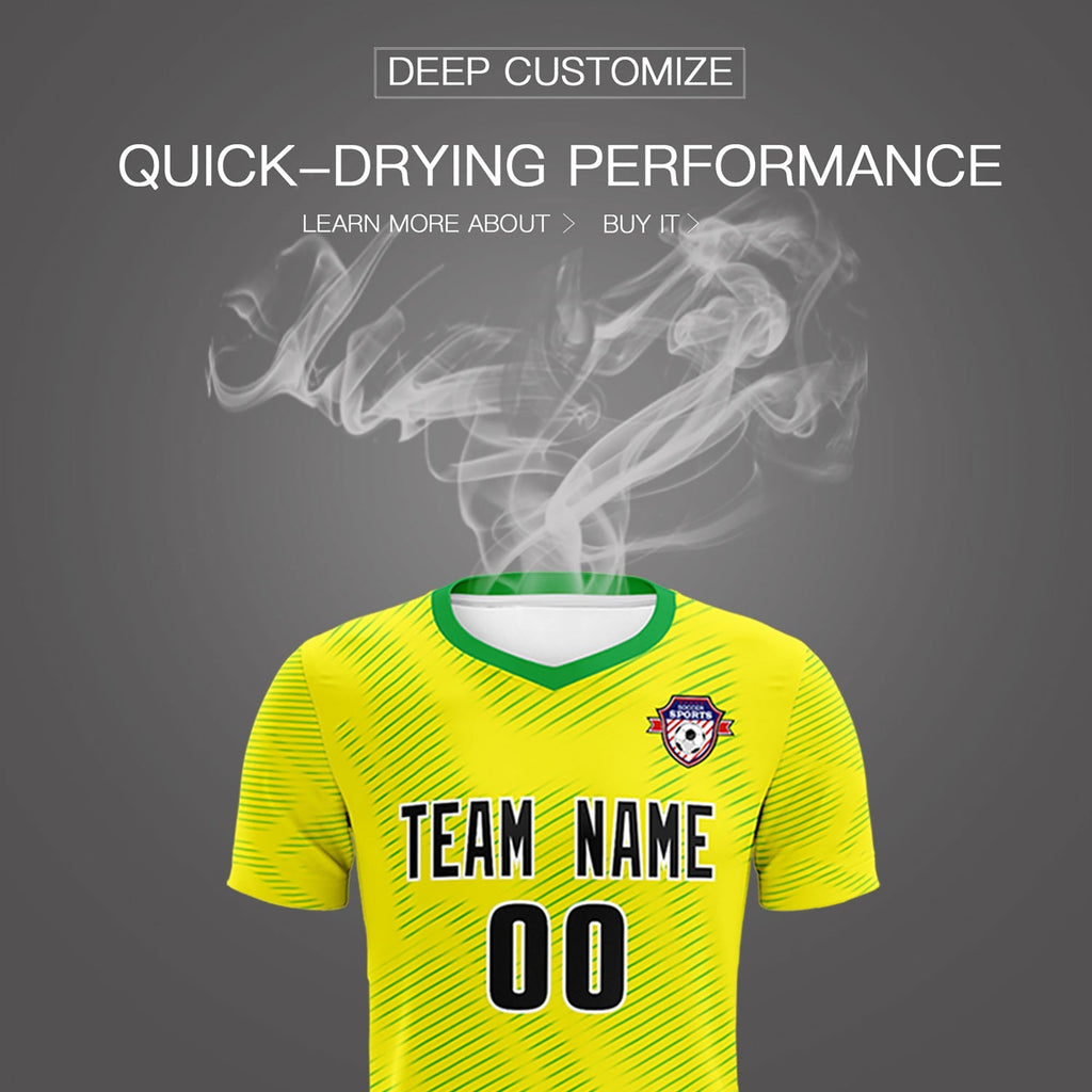 Custom Gold Kelly Green Training Uniform For Men Soccer Sets Jersey