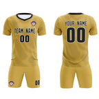 Custom Old Gold Black Training Uniform For Men Soccer Sets Jersey