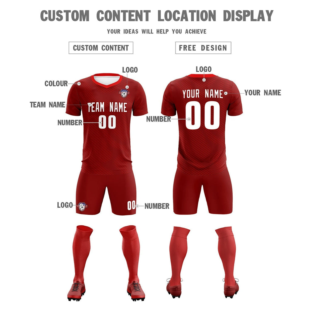 Custom Crimson Red Training Uniform For Men Soccer Sets Jersey