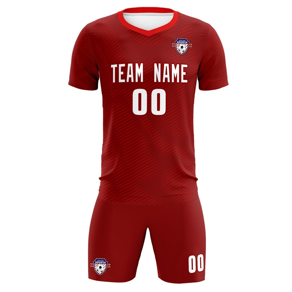 Custom Crimson Red Training Uniform For Men Soccer Sets Jersey
