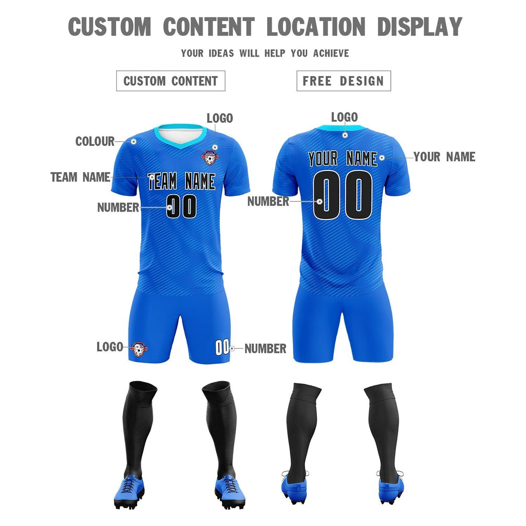 Custom Royal Powder Blue Training Uniform For Men Soccer Sets Jersey