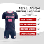 Custom Navy Pink Training Uniform For Men Soccer Sets Jersey