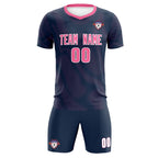 Custom Navy Pink Training Uniform For Men Soccer Sets Jersey