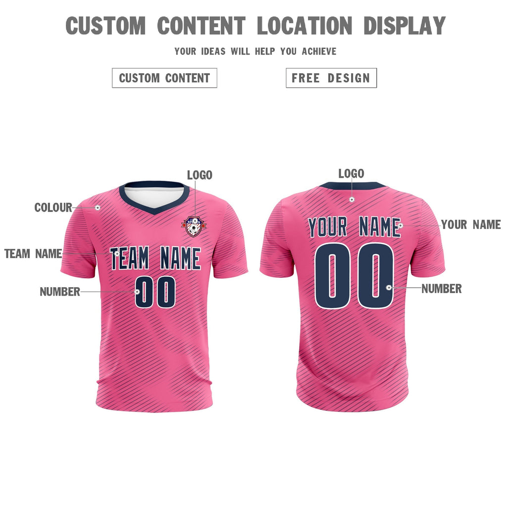 Custom Pink Navy Training Uniform For Men Soccer Sets Jersey