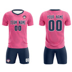 Custom Pink Navy Training Uniform For Men Soccer Sets Jersey