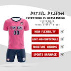 Custom Pink Navy Training Uniform For Men Soccer Sets Jersey