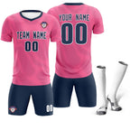 Custom Pink Navy Training Uniform For Men Soccer Sets Jersey