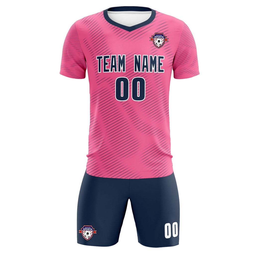 Custom Pink Navy Training Uniform For Men Soccer Sets Jersey
