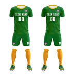 Custom Kelly Green Yellow Training Uniform For Men Soccer Sets Jersey