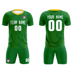 Custom Kelly Green Yellow Training Uniform For Men Soccer Sets Jersey