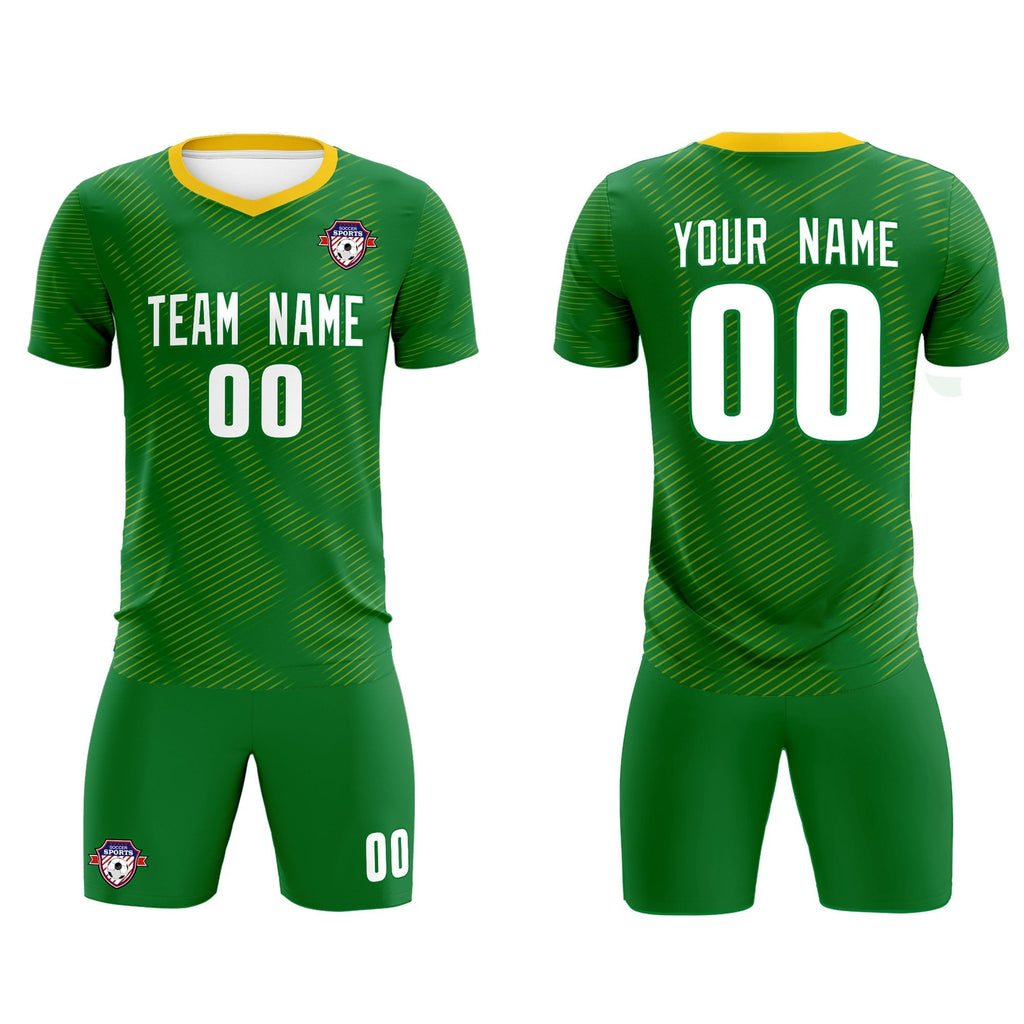 Custom Kelly Green Yellow Training Uniform For Men Soccer Sets Jersey