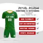 Custom Kelly Green Yellow Training Uniform For Men Soccer Sets Jersey