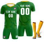 Custom Kelly Green Yellow Training Uniform For Men Soccer Sets Jersey