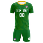 Custom Kelly Green Yellow Training Uniform For Men Soccer Sets Jersey