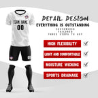Custom White Black Training Uniform For Men Soccer Sets Jersey