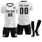 Custom White Black Training Uniform For Men Soccer Sets Jersey