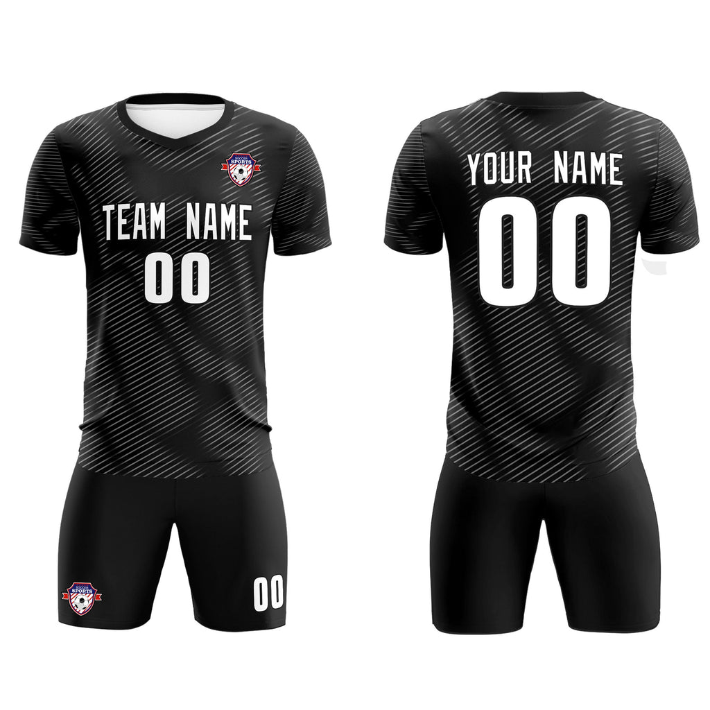 Custom Black White Training Uniform For Men Soccer Sets Jersey