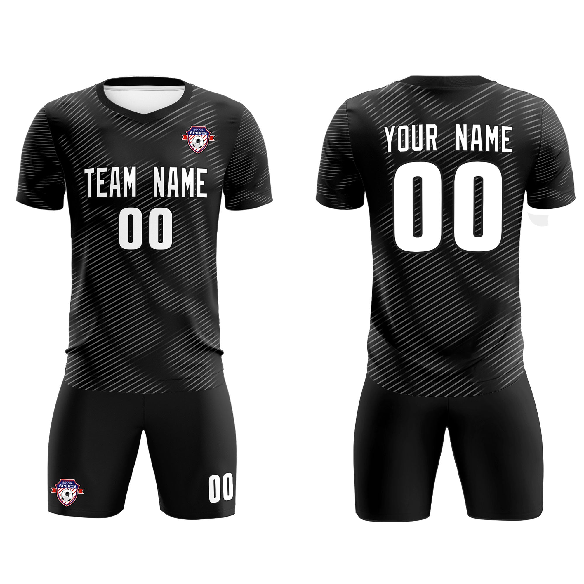 Custom Black White Training Uniform For Men Soccer Sets Jersey