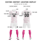 Custom White Pink Training Uniform For Men Soccer Sets Jersey