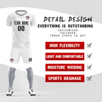 Custom White Gray Training Uniform For Men Soccer Sets Jersey