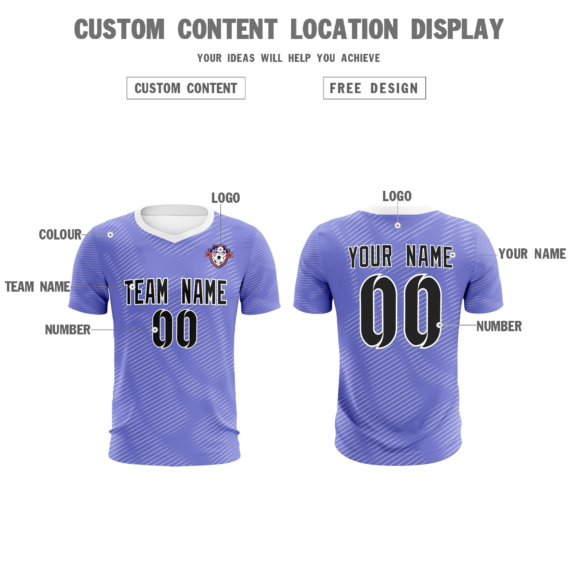 Custom Light Purple White Training Uniform For Men Soccer Sets Jersey