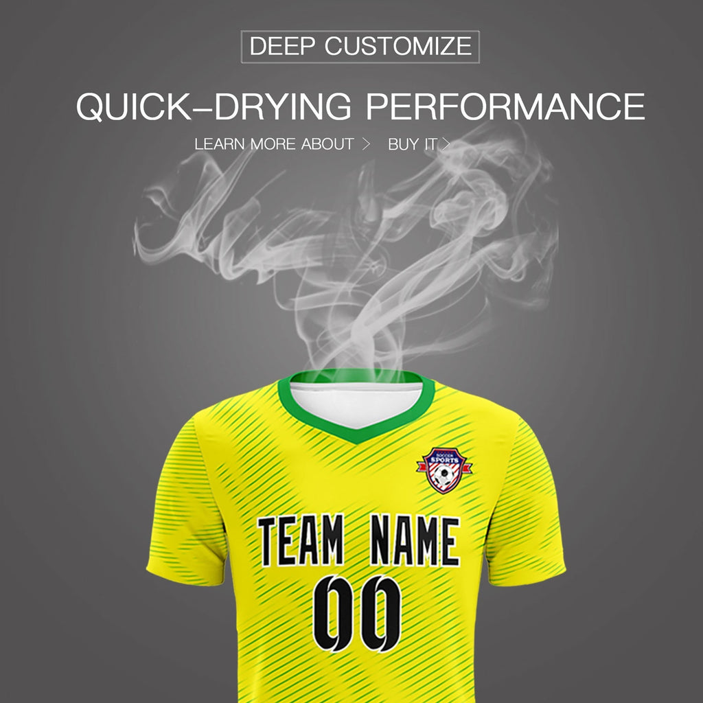 Custom Gold Kelly Green Training Uniform For Men Soccer Sets Jersey