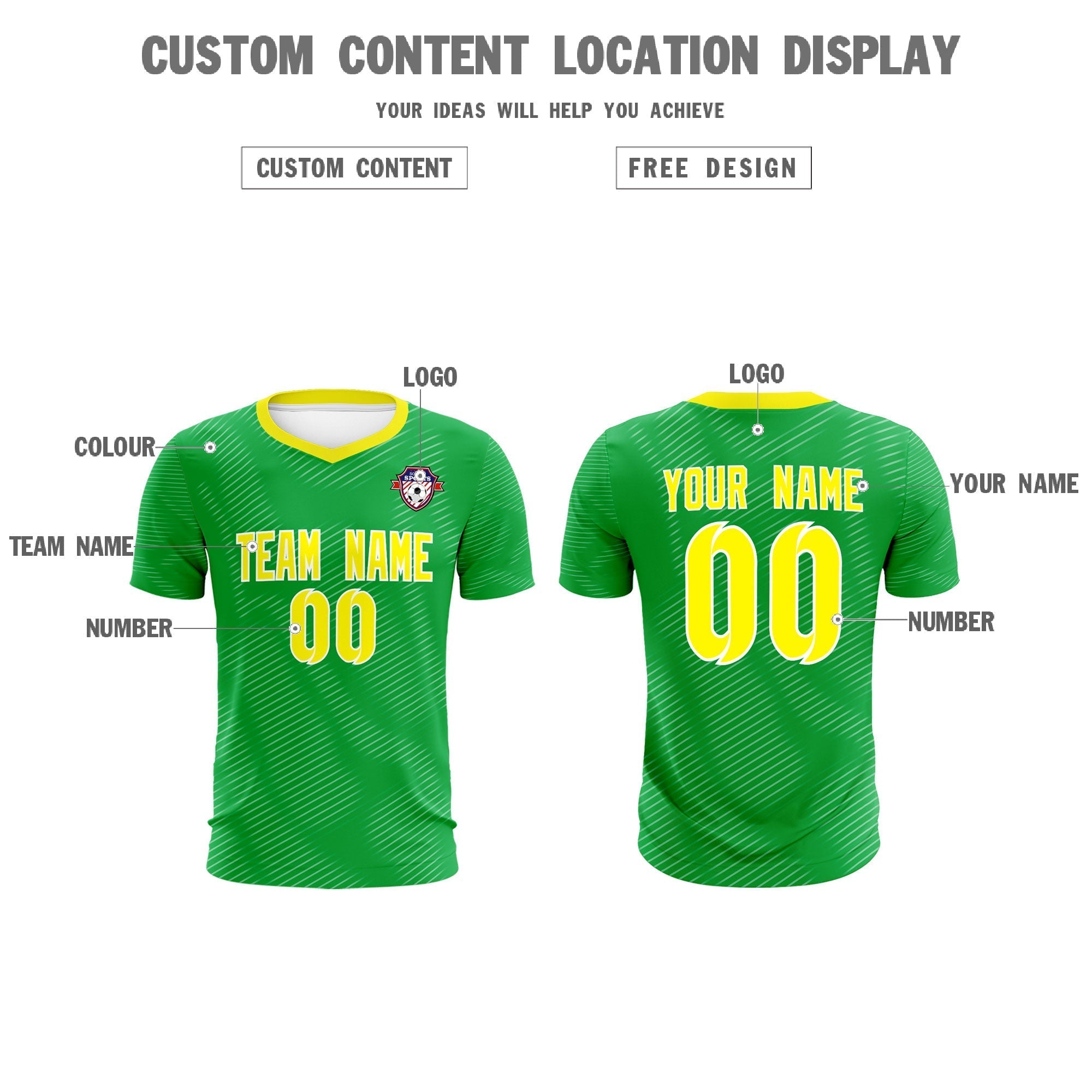 Custom Kelly Green Gold Training Uniform For Men Soccer Sets Jersey