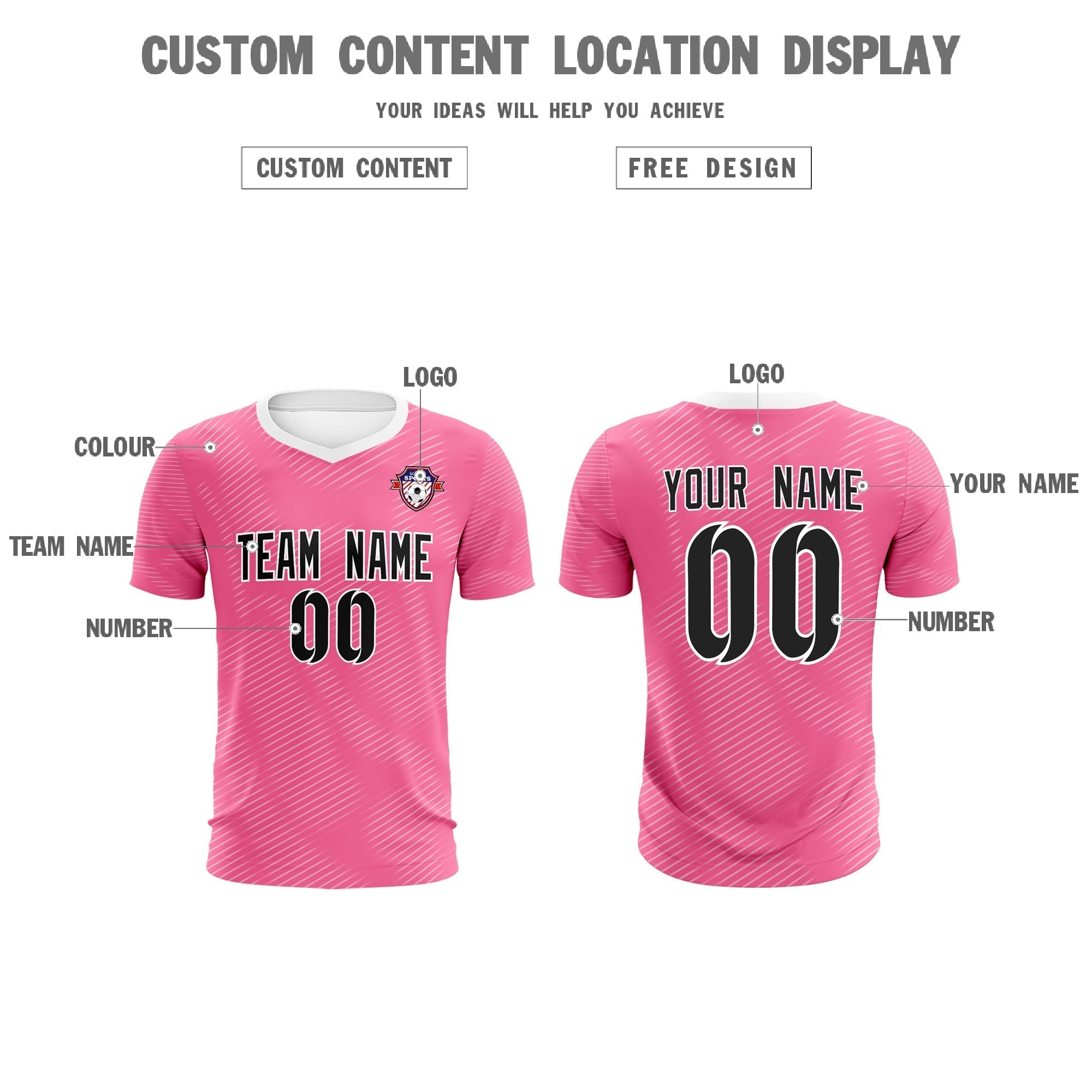 Custom Pink White Training Uniform For Men Soccer Sets Jersey