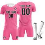 Custom Pink White Training Uniform For Men Soccer Sets Jersey