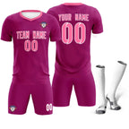 Custom Rose Red Pink Training Uniform For Men Soccer Sets Jersey