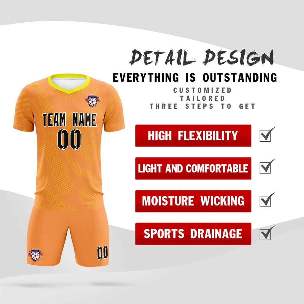 Custom Light Orange Gold Training Uniform For Men Soccer Sets Jersey