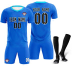 Custom Royal Powder Blue Training Uniform For Men Soccer Sets Jersey