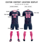 Custom Navy Pink Training Uniform For Men Soccer Sets Jersey