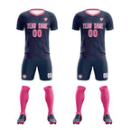 Custom Navy Pink Training Uniform For Men Soccer Sets Jersey