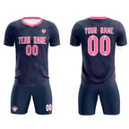 Custom Navy Pink Training Uniform For Men Soccer Sets Jersey
