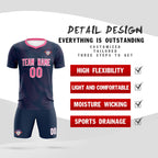 Custom Navy Pink Training Uniform For Men Soccer Sets Jersey