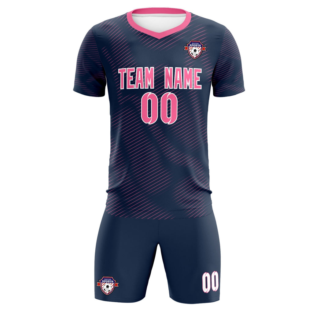Custom Navy Pink Training Uniform For Men Soccer Sets Jersey