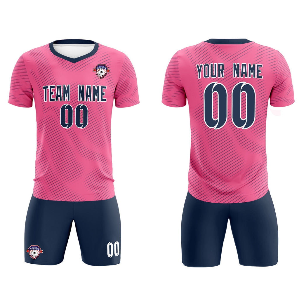 Custom Pink Navy Training Uniform For Men Soccer Sets Jersey