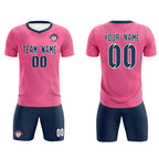 Custom Pink Navy Training Uniform For Men Soccer Sets Jersey