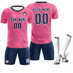 Custom Pink Navy Training Uniform For Men Soccer Sets Jersey